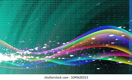Vector EPS10 with transparency and mesh gradient. Abstract composition, curve lines with copy space. Place for text. Background for presentation. Digitally wallpaper. 16 : 9