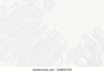 Vector EPS10. White printed circuit board texture background. Digital tech back. Information technology pattern.