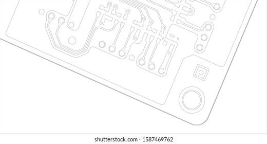 Vector EPS10. White printed circuit board texture background. Digital tech back. Information technology pattern.