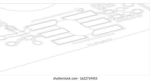 Vector EPS10. White printed circuit board texture background. Digital tech back. Information technology pattern.
