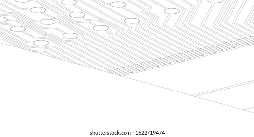 Vector EPS10. White printed circuit board texture background. Digital tech back. Information technology pattern.