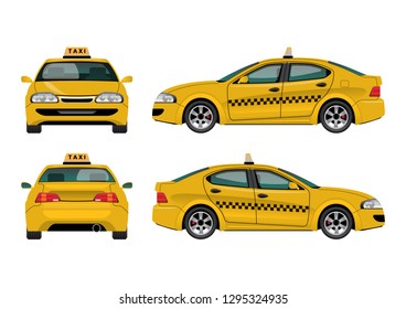 VECTOR EPS10 - yellow taxi car, isolated on white background.