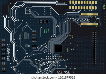 Vector eps10.Circuit board. Electronic computer hardware technology. Hard disk digital chip integrated science background. integrated communication processor. Chip Circuit board engineering component.