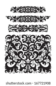 Vector EPS8 vintage design elements. Spanish textile design from 16th century.