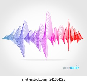 Vector equalizer, colorful musical bar. Dark background. Wave concept