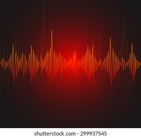 Vector equalizer, colorful musical bar. Dark background. Red Wave concept