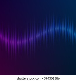 Vector equalizer, colorful musical bar. Dark blue background.