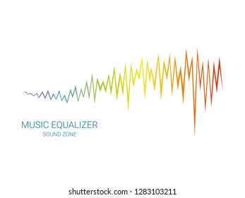 Vector equalizer element on white background. Pulse music player sing. Audio colorful wave logo.