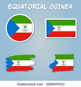Vector of Equatorial Guinea country outline silhouette with flag set.