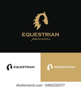 Vector equestrian negative space on stallion head logo