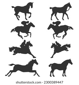 vector equestrian sports icon set