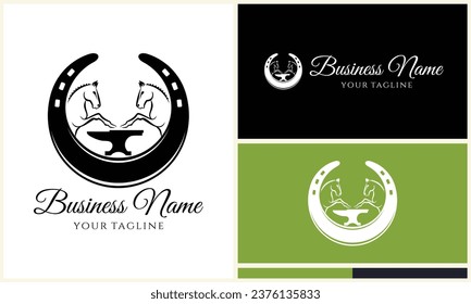 vector equine horseshoe logo template