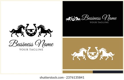 vector equine horseshoe logo template