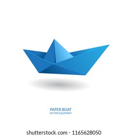 vector equipment paper boat blue