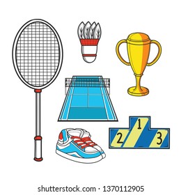 Vector Equipment Set Of Badminton