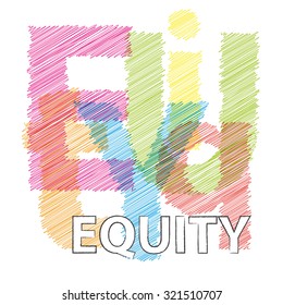 Vector equity. Broken text scrawled