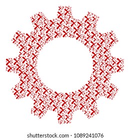 Vector erase icons are organized into cog collage. Technical design concept constructed with erase objects.