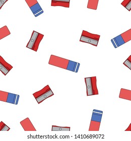 Vector erasers and sharpeners seamless pattern