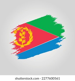 Vector Eritrea flag Brush stroke with grunge background template