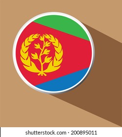 Vector - Eritrea flag button icon with long shadow 