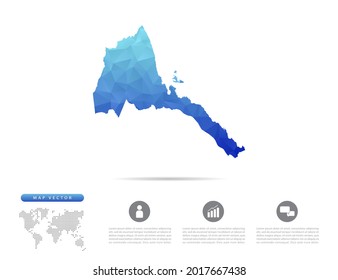 Vector Eritrea map blue polygon triangle mosaic for presentation. Creative concept for infographic.