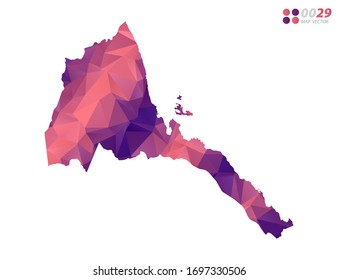 Vector de Eritrea mapea mosaico colorido del triángulo rojo polígono con fondo blanco. degradado de estilo.