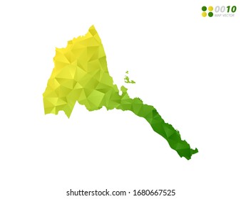 Vector Eritrea map green and yellow polygon triangle mosaic with white background. style gradient.