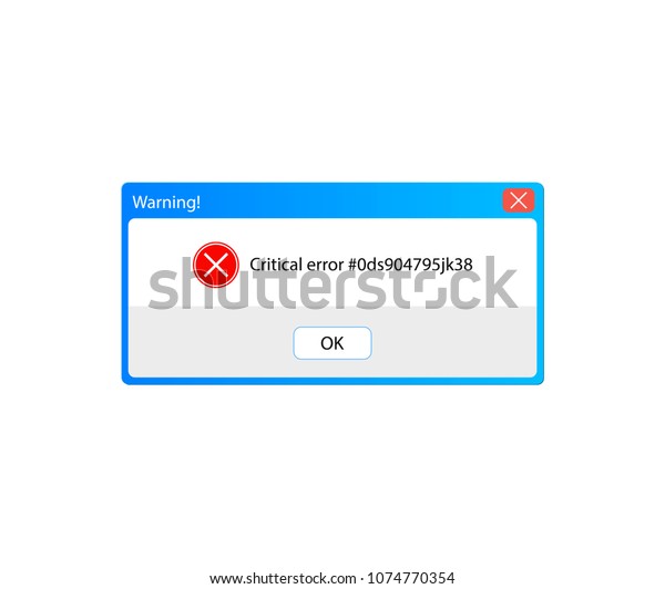 Vector Error Message,\
Warning Pop-up Window, Vintage User Interface, Isolated on White\
Background Frame.