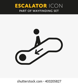 Vector escalator icon. Stair sign. Walk man. 