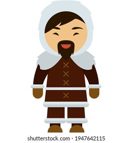 Vector eskimos man in inuit costume isolated