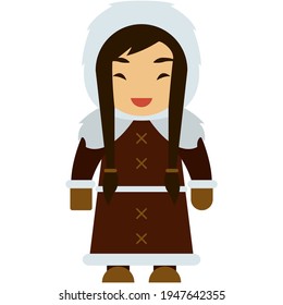 Vector eskimos woman inuit isolated on white