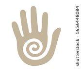 Vector esoteric icon hand with spiral. Isolated on white background