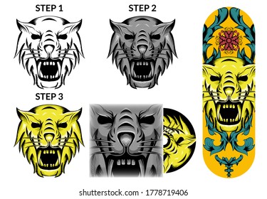 vector esport lion illustration - concept cover cd skateboard coloring template , animals logo brand sign
