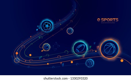 Vector esports with futuristic technology background design.