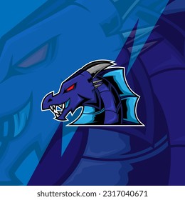 vector e-sports mascot logo team blue dragon squad