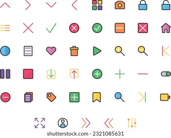 Vector of Essential UI 1 Icon Set Color. Perfect for user interface, new application.