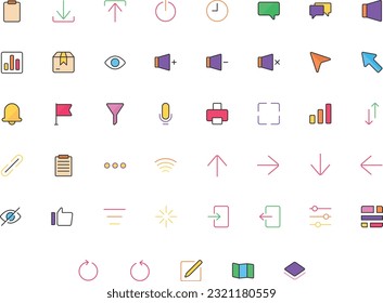 Vector of Essential UI 2 Icon Set Thin Color. Perfect for user interface, new application.