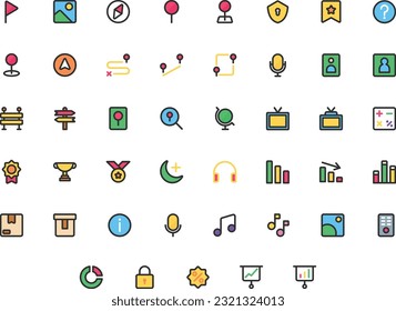 Vector of Essential UI 3 Icon Set Color. Perfect for user interface, new application.
