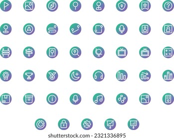 Vector of Essential UI 3 Icon Set Round Gradient. Perfect for user interface, new application.