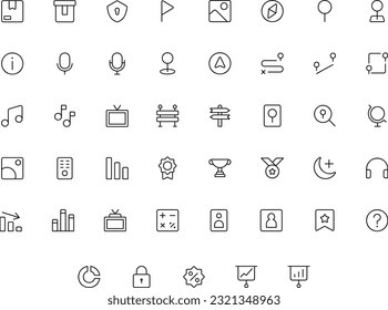 Vector of Essential UI 3 Icon Set Thin. Perfect for user interface, new application.