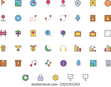 Vector of Essential UI 3 Icon Set Thin Color. Perfect for user interface, new application.
