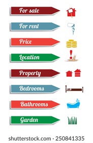Vector estate agent labels and images