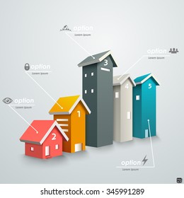 Vector estate infographic made of colorful houses