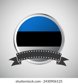 Vector Estonia Round Flag Banner Vector Illustration