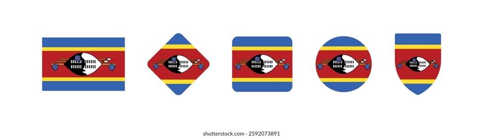 Vector Eswatini National Flag icon collection. Flag set of Eswatini various styles.