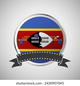 Vector Eswatini Round Flag Banner Vector Illustration