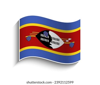 Icono de la bandera ondulante del vector Eswatini