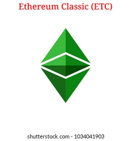 Vector Ethereum Classic (ETC) digital cryptocurrency logo. Ethereum Classic (ETC) icon. Vector illustration isolated on white background.