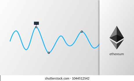 Vector ethereum graph on white background. Ethereum conceprt value. Presentation mockup.