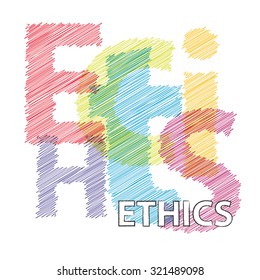 Vector ethics. Broken text scrawled
